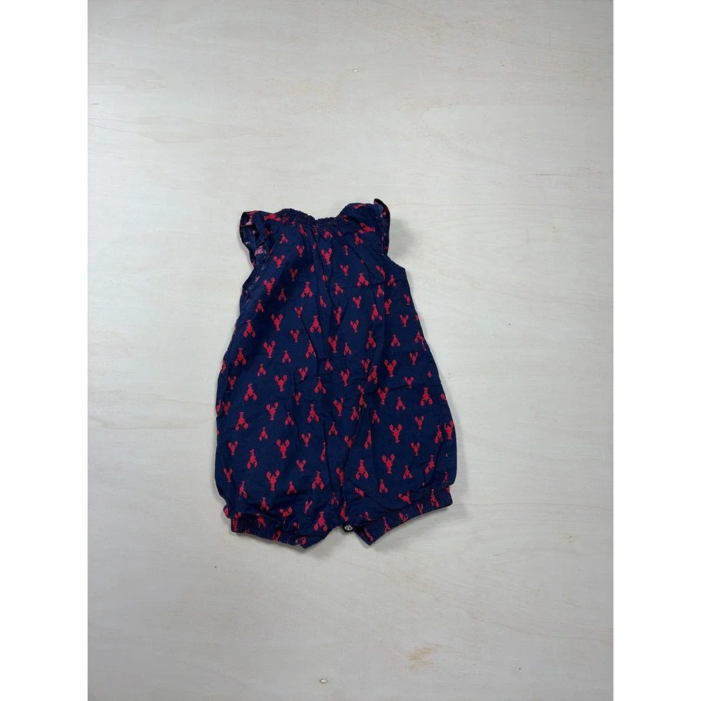 Just One You Carters Baby Girl Lobster Romper Navy Blue Red 12M Bubble One Piece